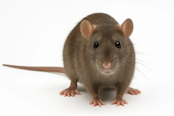 Rat de couleur brune en position debout, regard curieux.